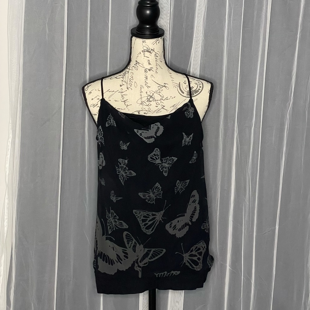 Express Women’s black sheer butterfly racer back top
